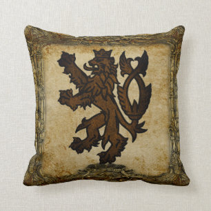 Heraldic Rampant Lion Custom Throw Pillow