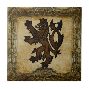 Heraldic Rampant Lion Custom Tile