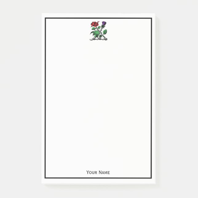 Heraldic Rose & Thistle Coat of Arms Crest Colour Post-it Notes (Front)