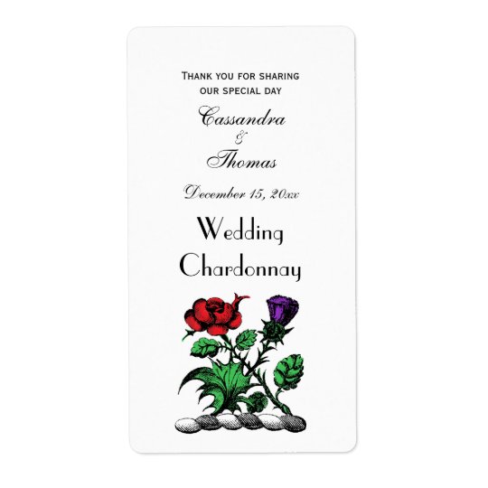 Heraldic Rose & Thistle Coat of Arms Crest Colour Shipping Label