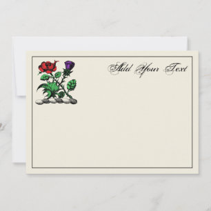 Heraldic Rose & Thistle Crest Colour Note Card