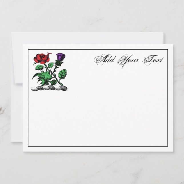 Heraldic Rose & Thistle Crest Colour Note Card (Front)
