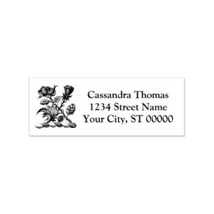 Heraldic Rose & Thistle Crest Name Return Address  Rubber Stamp