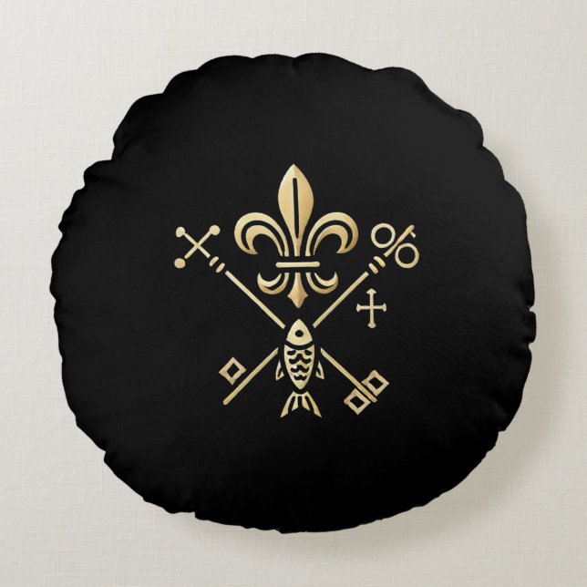 Heraldic symbols round pillow (Front)