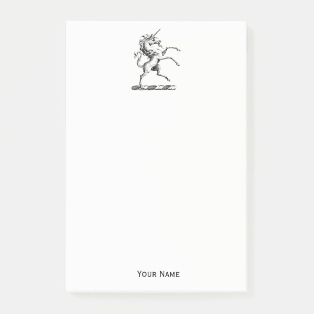 Heraldic Unicorn Rearing Coat of Arms Emblem Post-it Notes (Front)