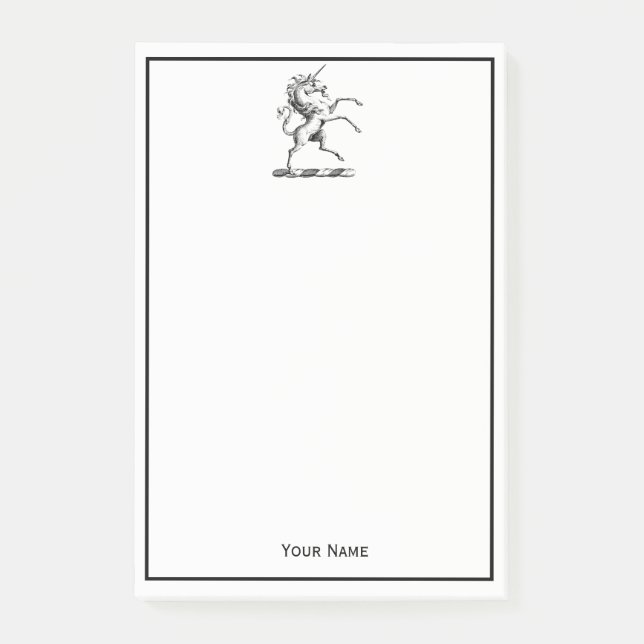 Heraldic Unicorn Rearing Coat of Arms Emblem Post-it Notes (Front)