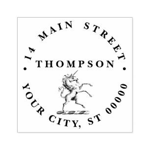 Heraldic Unicorn Rearing Coat of Arms Emblem Rubber Stamp