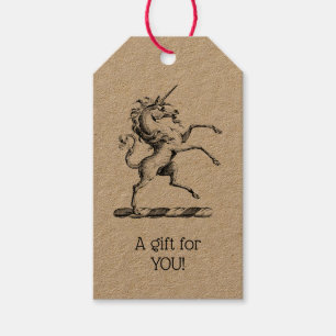 Heraldic Unicorn Rearing Coat of Arms Emblem TnF Gift Tags