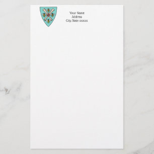 Heraldic Vintage 4 Bees Scrolls on Shield Crest TB Stationery