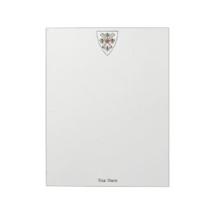 Heraldic Vintage 4 Bees Scrolls on Shield Crest Wt Notepad