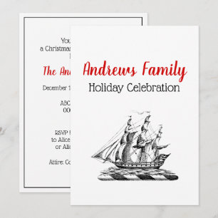 Heraldic Vintage Nautical Clipper Ship Crest Invitation