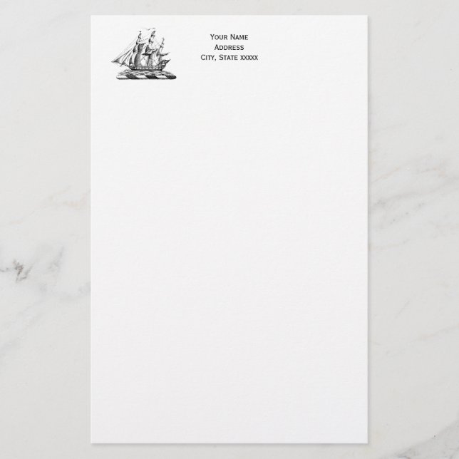 Heraldic Vintage Nautical Clipper Ship Crest Stationery (Front)