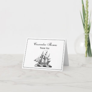 Heraldic Vintage Nautical Clipper Ship Crest Thank You Card