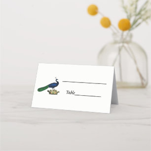 Heraldic Vintage Stylized Peacock on Crown C Place Card