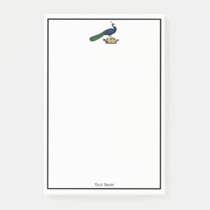 Heraldic Vintage Stylized Peacock on Crown C Post-it Notes