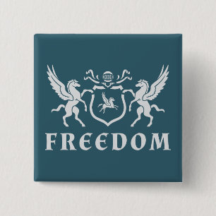 Heraldic White Pegasus 2 Inch Square Button