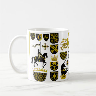 Heraldry crests, symbolic designs. coffee mug