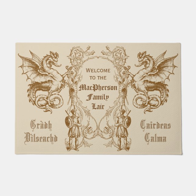 Heraldry Dragon Scottish Clansman Warrior Frame Doormat (Front)