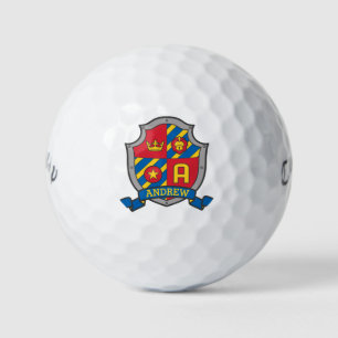 Heraldry graphic shield A monogram golf balls