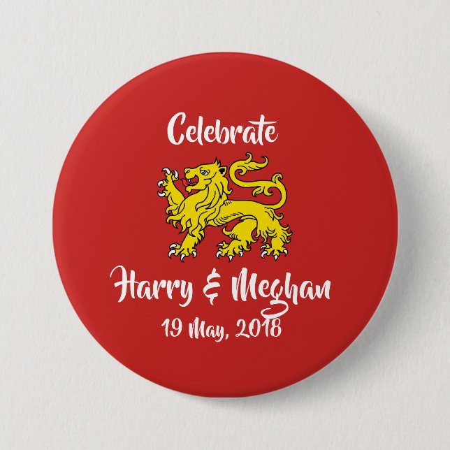 Heraldry Lion Royal Wedding Keepsake Button (Front)