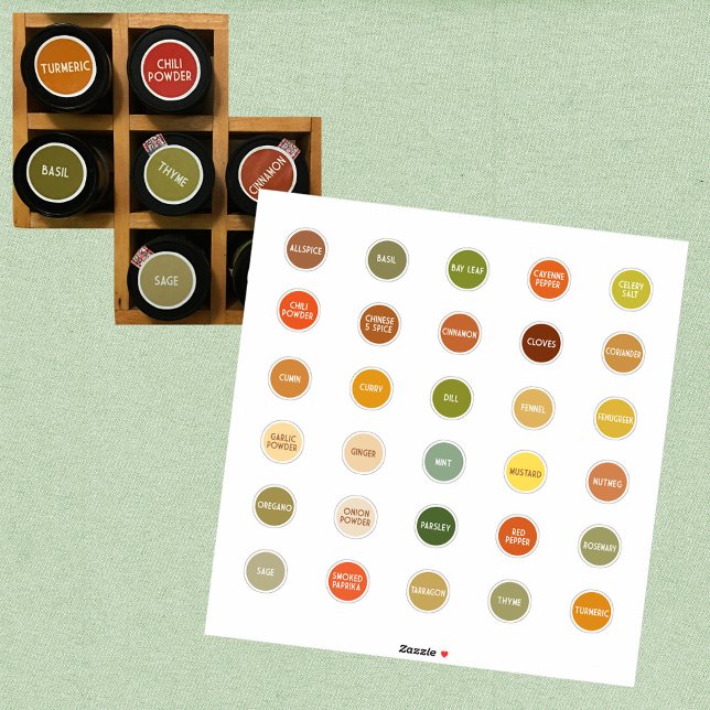 Herb and Spice jar labels color coded (Creator Uploaded)