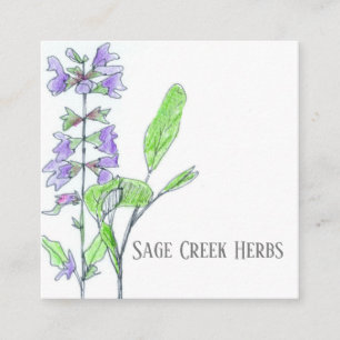 Herb Business Sage Farm Medicinal Culinary Square Business Card
