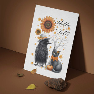 Herb & Cat Autumn Thanksgiving Map Postcard