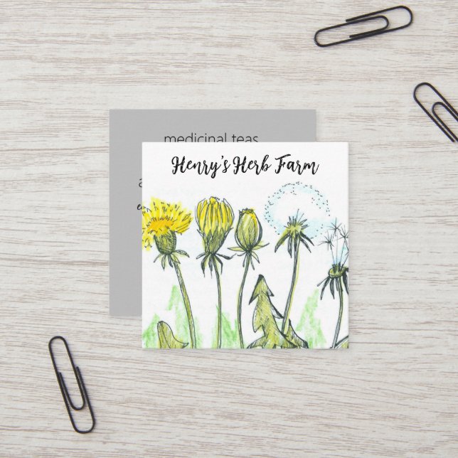 Herb Farm Dandelion Medicinal Plants Business Card (Front/Back In Situ)