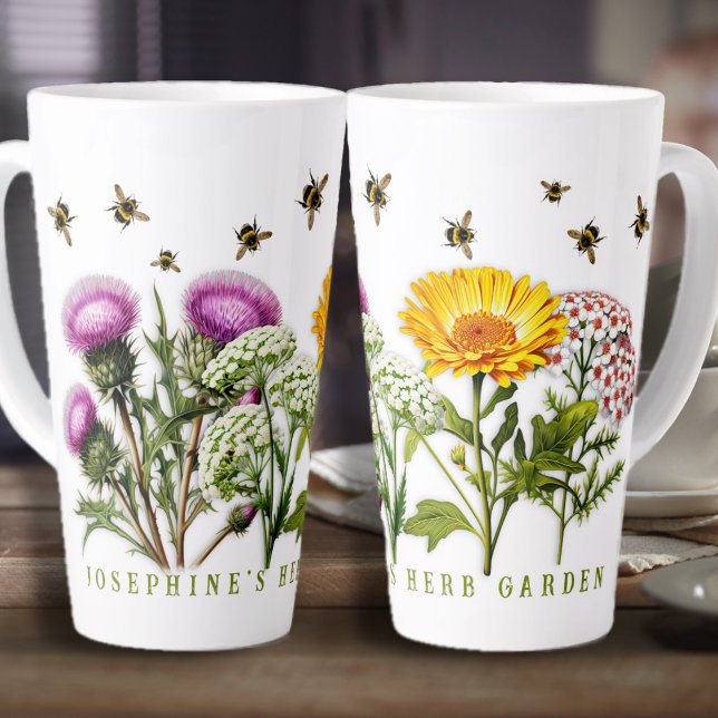 Herb Garden Bumblebees Personalized Latte Mug (Creator Uploaded)