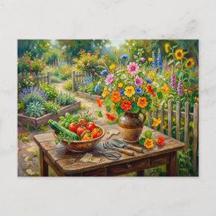 Herb Garden Malva Nasturtium Stilllife Postcard