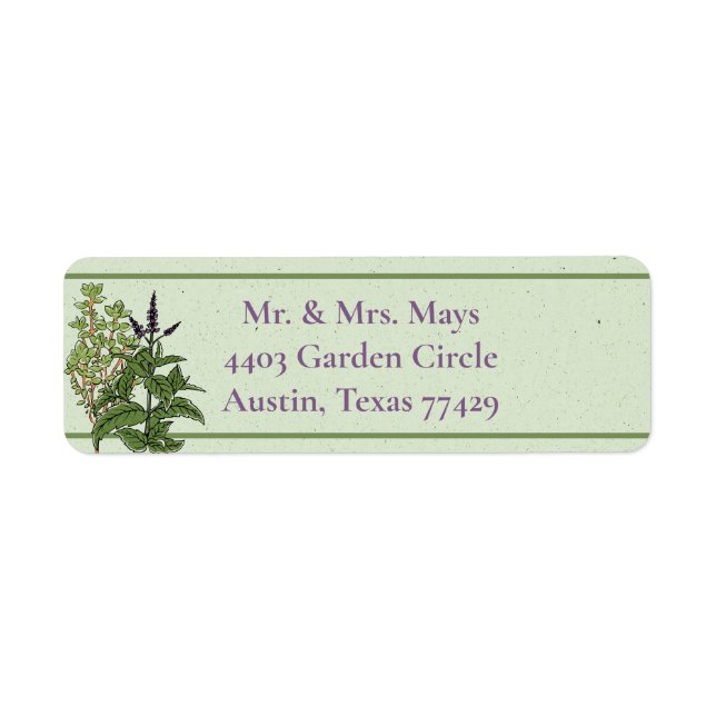 Herb Green Garden Return Address Label (Devant)