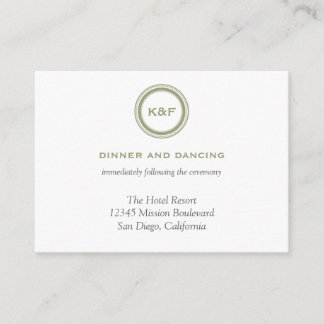 Herb green initials wedding reception enclosure card