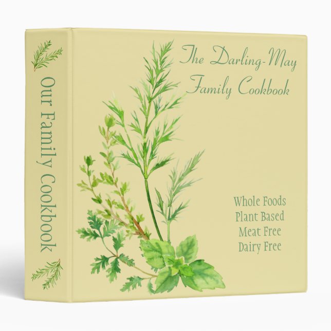 Herb Leaf - Personalized Family Recipe Cookbook Binder (Front/Spine)
