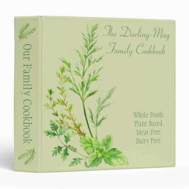 Herb Leaf - Personalized Family Recipe Cookbook Binder (Front/Spine)