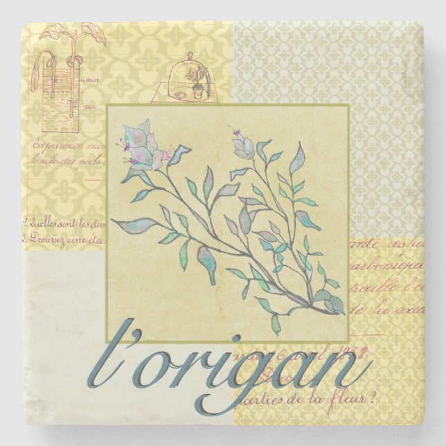 Herb Oregano Stone Coaster (Front)