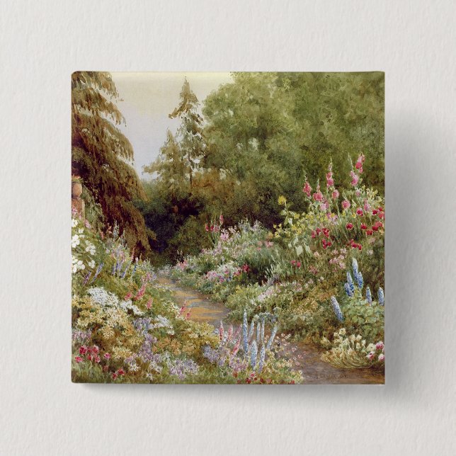 Herbaceous Border 2 Inch Square Button (Front)