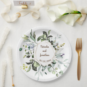 Herbal and Greenery Bridal Wedding Reception Paper Plate