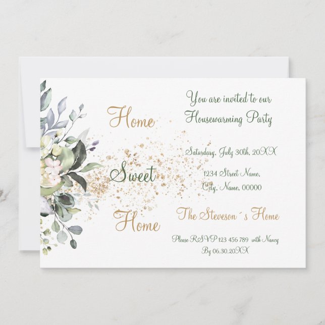Herbal and Greenery Housewarming Party Invitation (Front)
