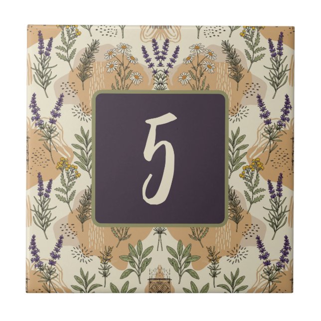Herbal Blossoms Customizable Ceramic Tile (Front)