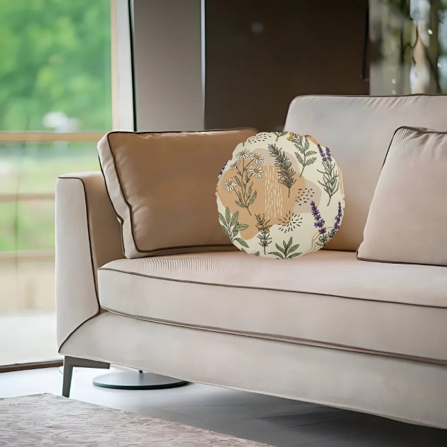 Herbal Blossoms Round Pillow (Creator Uploaded)