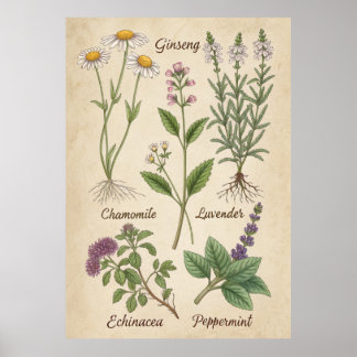 Herbal Elegance: Medicinal Tales in Ink - Poster