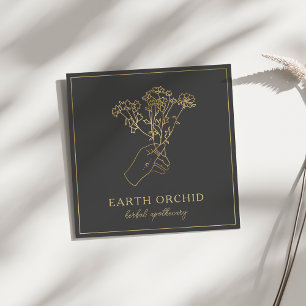 Herbal + Floral Apothecary Gold Square Business Ca Card