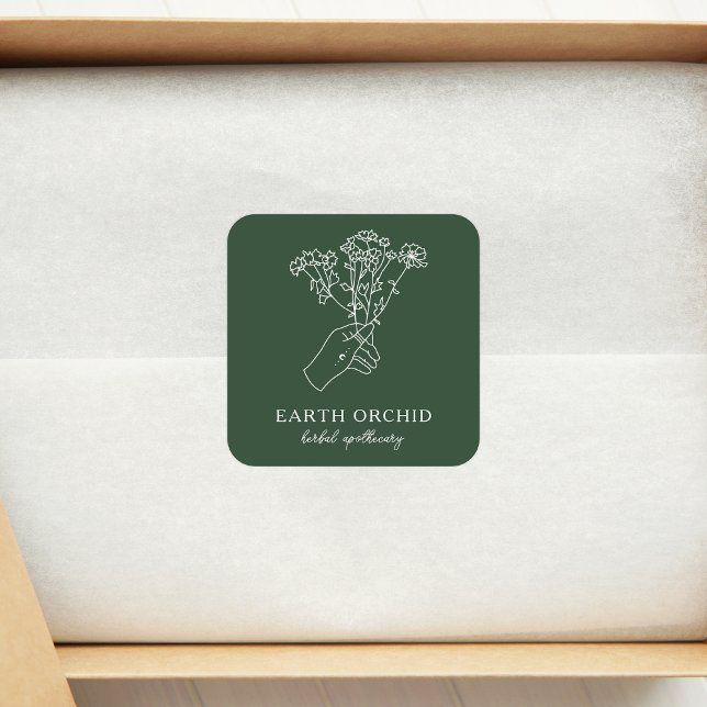 Herbal + Floral Apothecary Gold Square Sticker (Creator Uploaded)