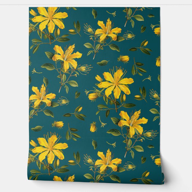 Herbal Flowers Seamless Pattern Wallpaper (Unrolling)