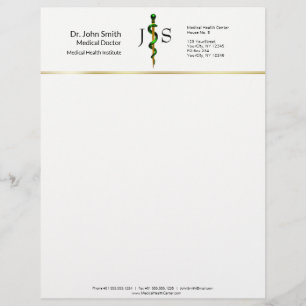 Herbal Gold Rod of Asclepius Green Medical Letterhead