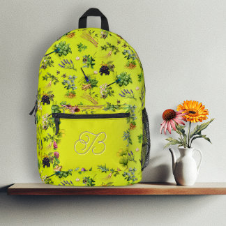 Herbal Goodness Monogrammed Printed Backpack