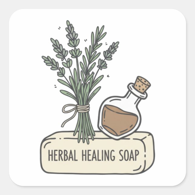 Herbal Healing Soap Label | Natural Skincare (Front)