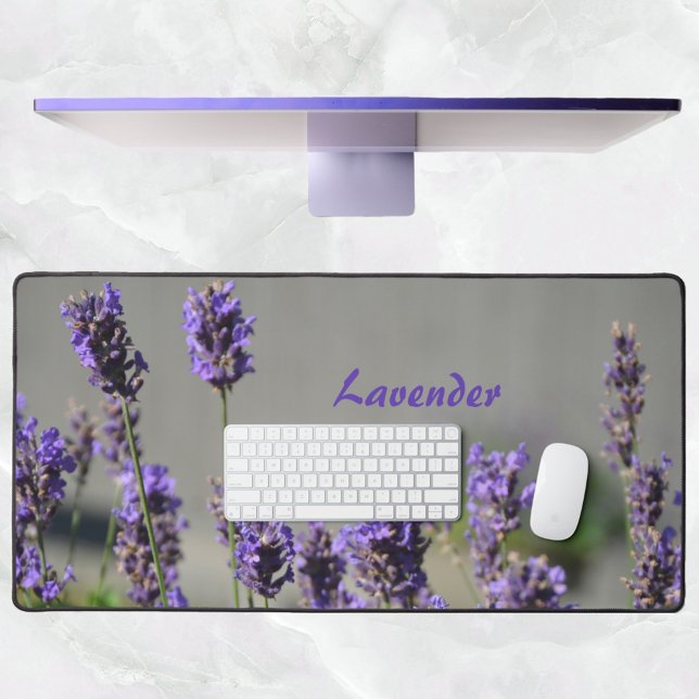 Herbal Lavender Photographic Floral Grey Desk Mat (Creator Uploaded)
