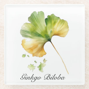 Herbal Life: Ginkgo Biloba customizable Glass Coaster