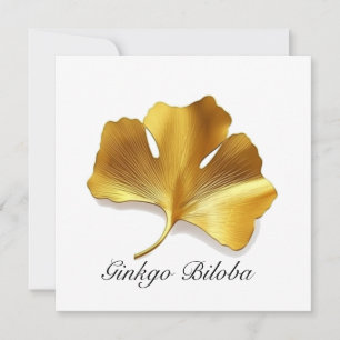 Herbal Life: Gold Ginkgo Biloba leaf customizable Invitation